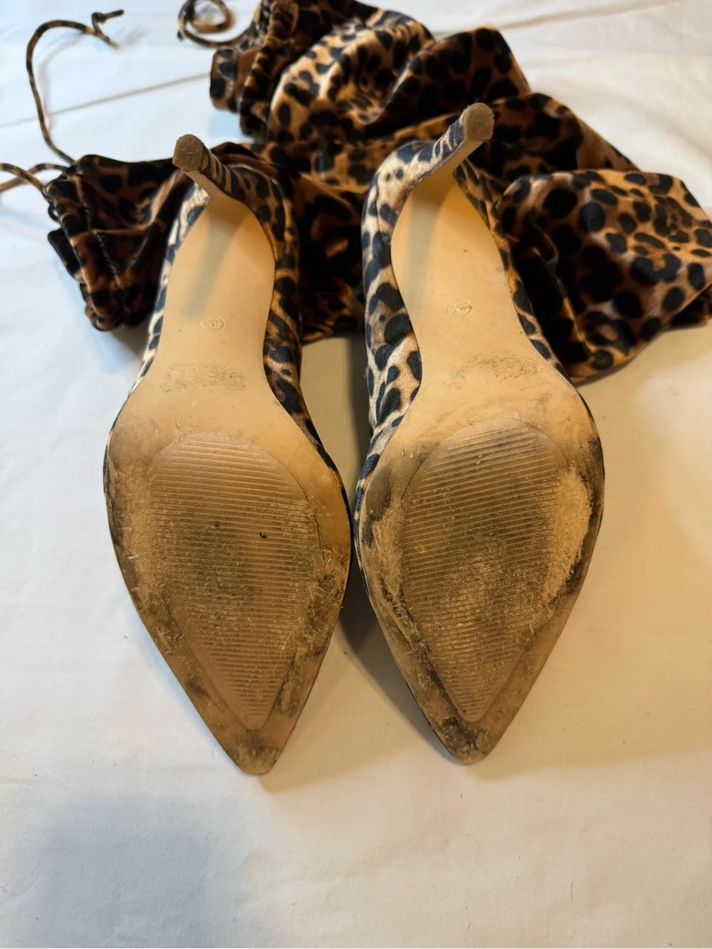 Leopard Print Over-the-Knee Stiletto Boots - Brown & Black